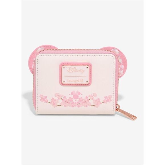 Loungefly Disney Minnie Mouse Cherry Blossom Ears Zip Wallet - Picture 6 of 8